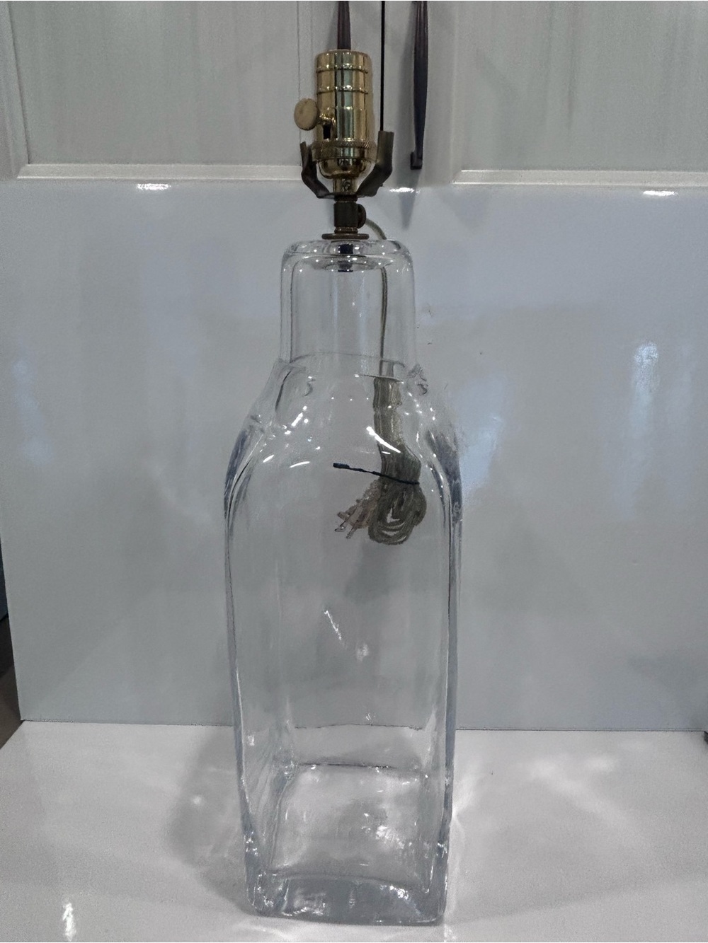 Clear Glass Bottle Table Lamp with Brass Socket - Clear-21โ modern coastal